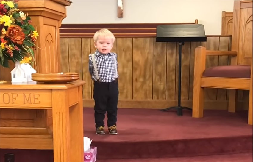 Boy delivers sermons