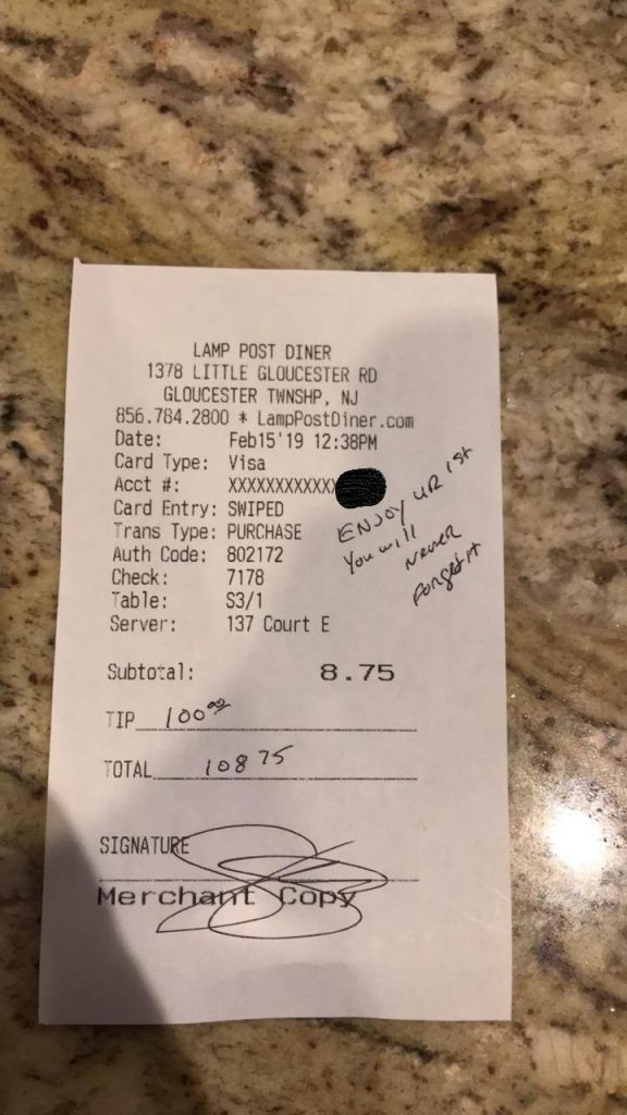 Pregnant waitress tip